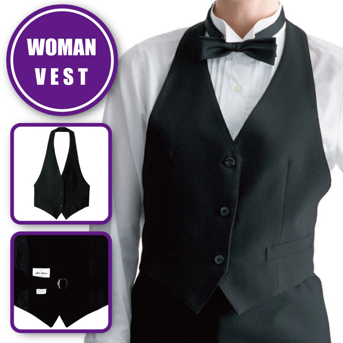 カマーベスト 黒 ユニフォーム レディース カフェ ウエイトレス